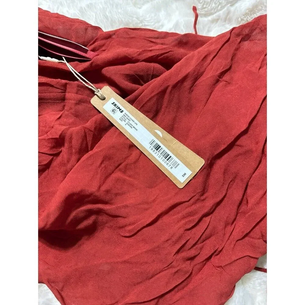 Swim Tie Side Sheer Midi Skirt Auburn